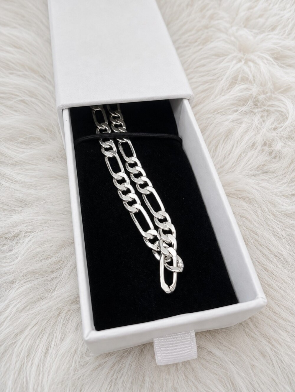 NEW 5mm Figaro Chain Necklace Size 20" Silver Plated Mens Woman Teen - Picture 6 of 6
